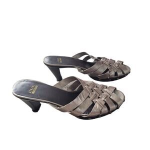 Stuart Weitzman Gold Slip On Weave Heels, sz. Approx. 9